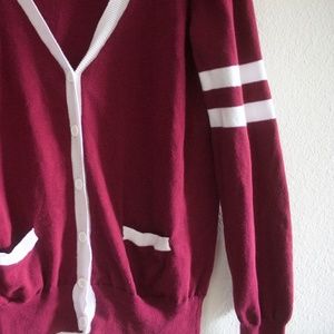 Burgundy Varsity Style Cardigan